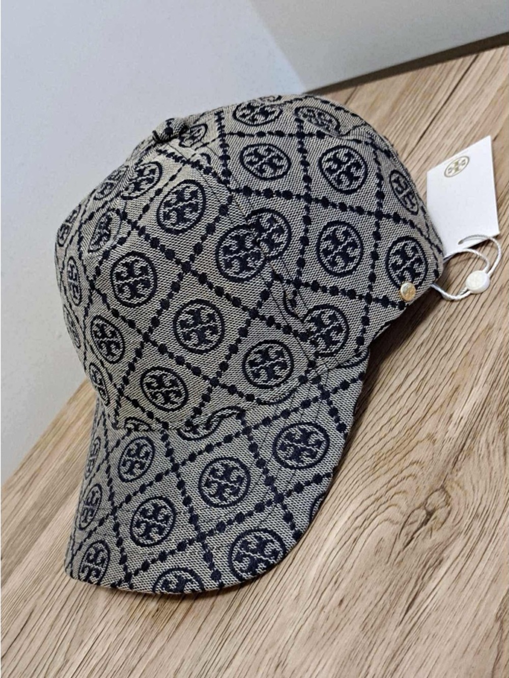 Tory Burch Navy Geometric Logo Cap